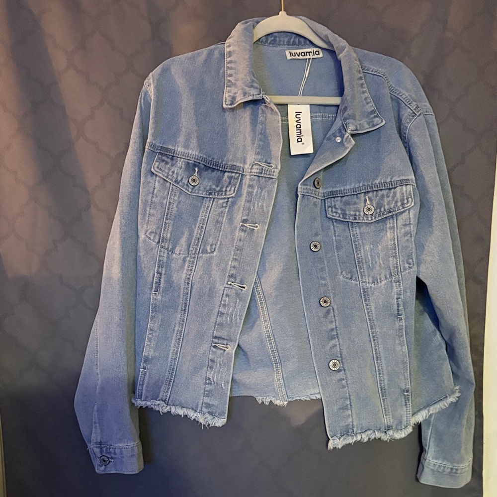 Luvamia Light Blue Denim Jacket for Women